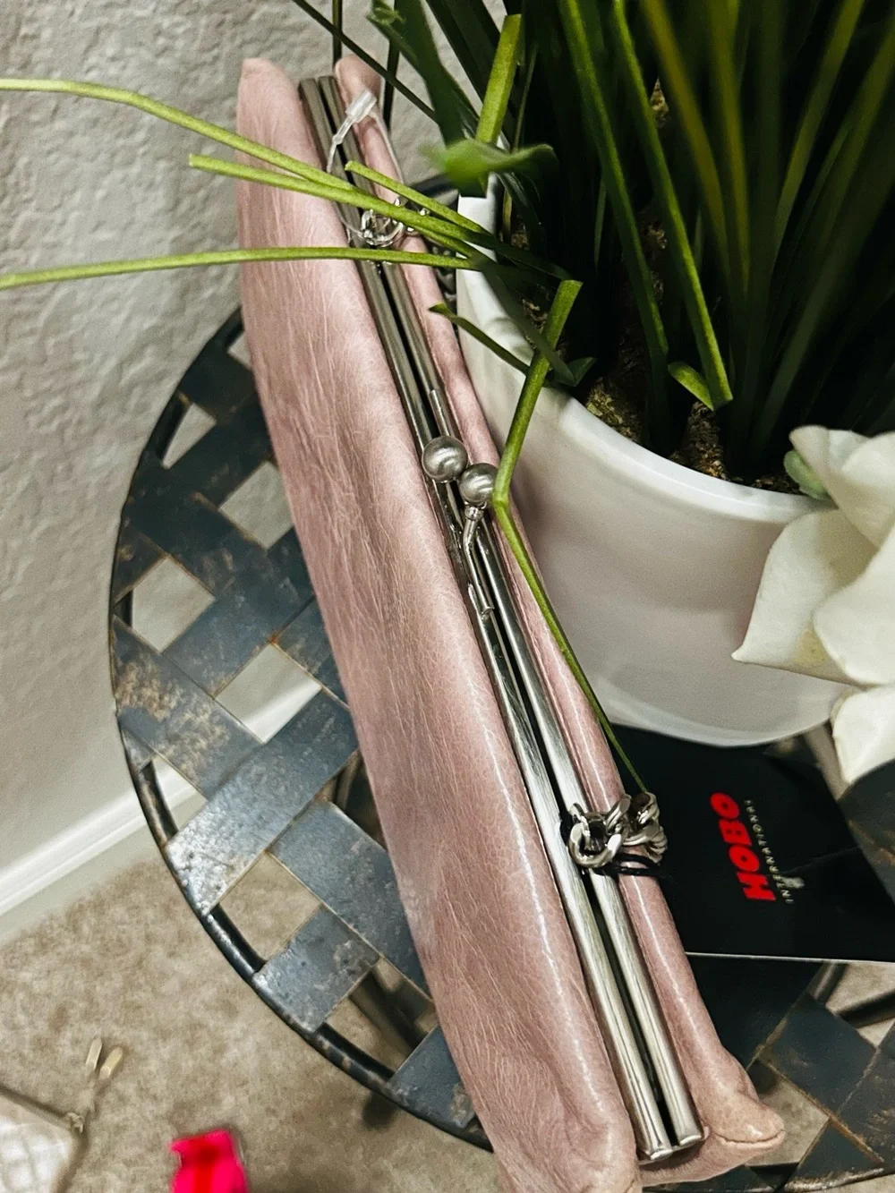 HOBO Blush Pink Leather Chain-Handle Clutch